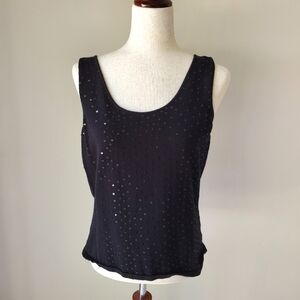 Vintage Going Out Tank Top Sequin Black Size 14 Petite